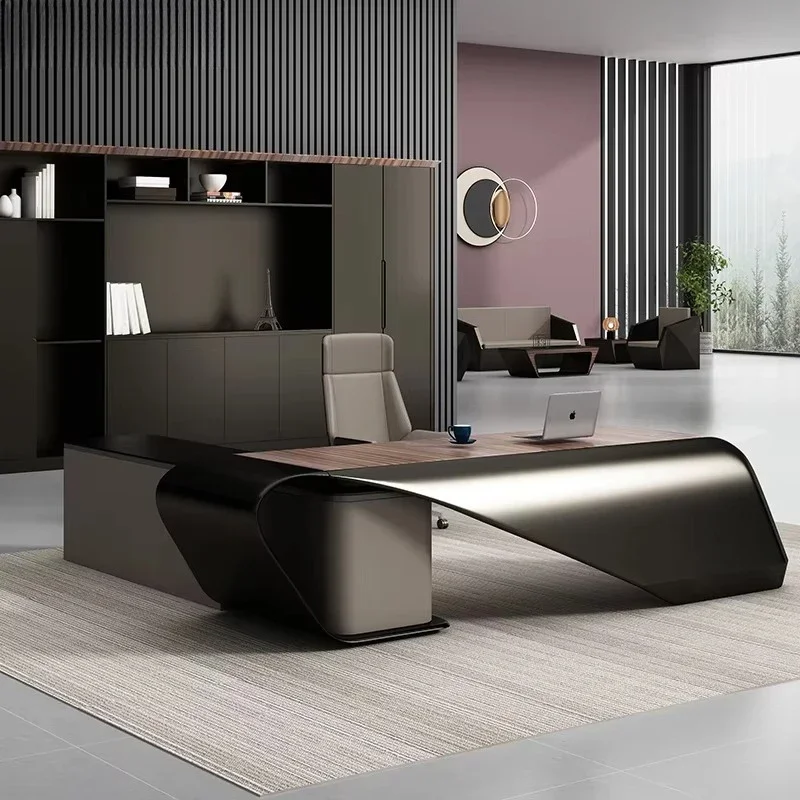Luxury Modern Executive L-Shape Desk for Boss Manager Wood Computer Table with Modular Design for Home Office Furniture