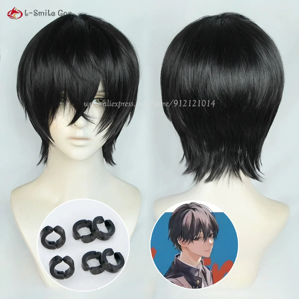 Yoshida Hirofumi Wig Cosplay Short Black Wig Heat Resistant Synthetic Hair Yoshida Hirofumi  Anime Cosplay Wigs + Wig Cap