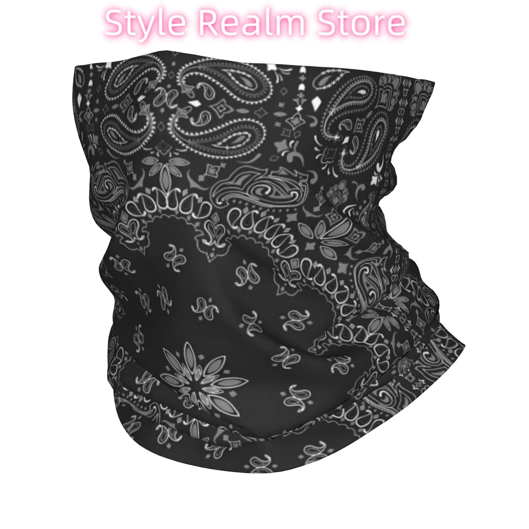 

Красочная бандана на заказ в стиле ретро с узором пейсли, утеплитель для шеи, мужской зимний лыжный походный шарф, гетры в стиле бохо, богемный цветочный художественный чехол для лица