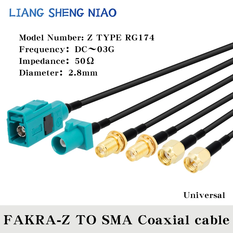 Fakra z Male/Female RG174 Coaxial Cable for Car Satellite Radio GSM Cellular Phone 50Ohm for Car Telematics Extension Cable