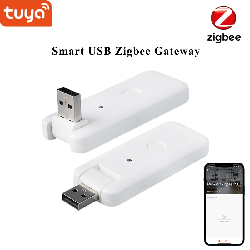 Tuya Zigbee Gateway Portable USB Zigbee 3.0 Hub Smart Device Control Center 180° Foldable Zigbee Gateway Mini Smart Home Control