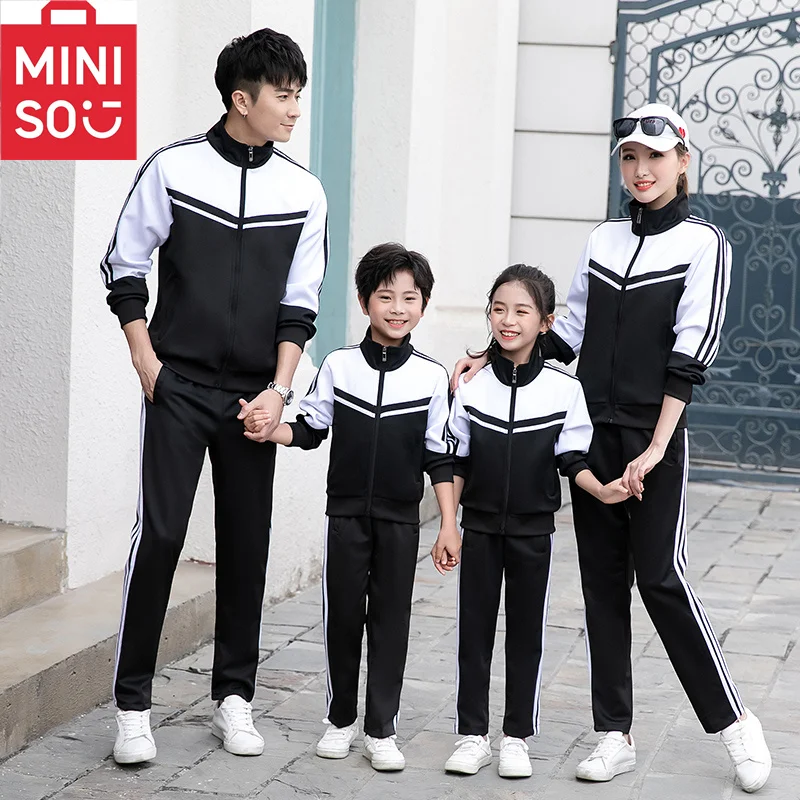 New sports set for men and women, casual running, fashionable sportswear, spring and autumn family set, couple set