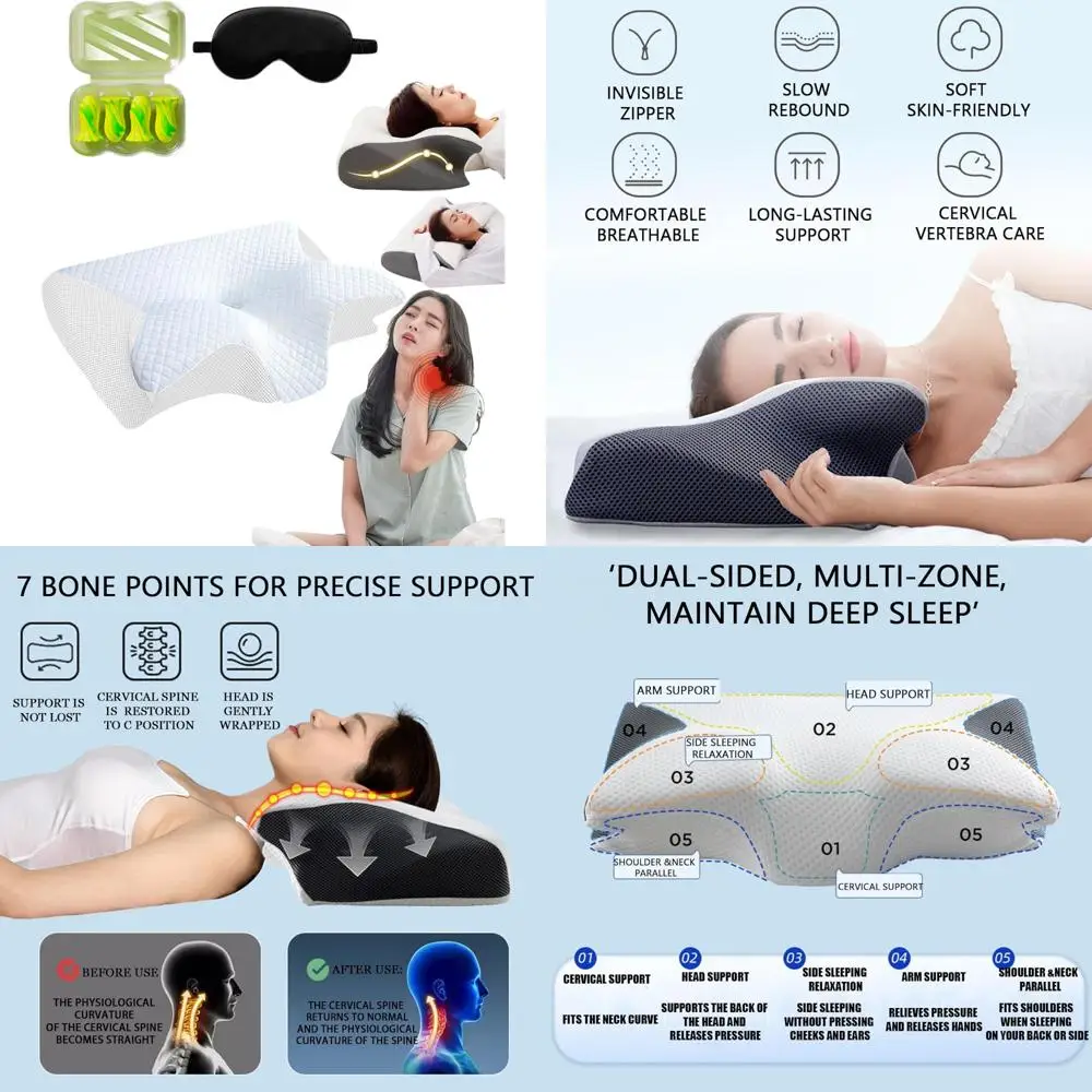 

Усовершенствованная шейная подушка Restora 3-го поколения для поддержки шеи и облегчения апноэ во сне, эргономичный дизайн из пены с эффектом памяти