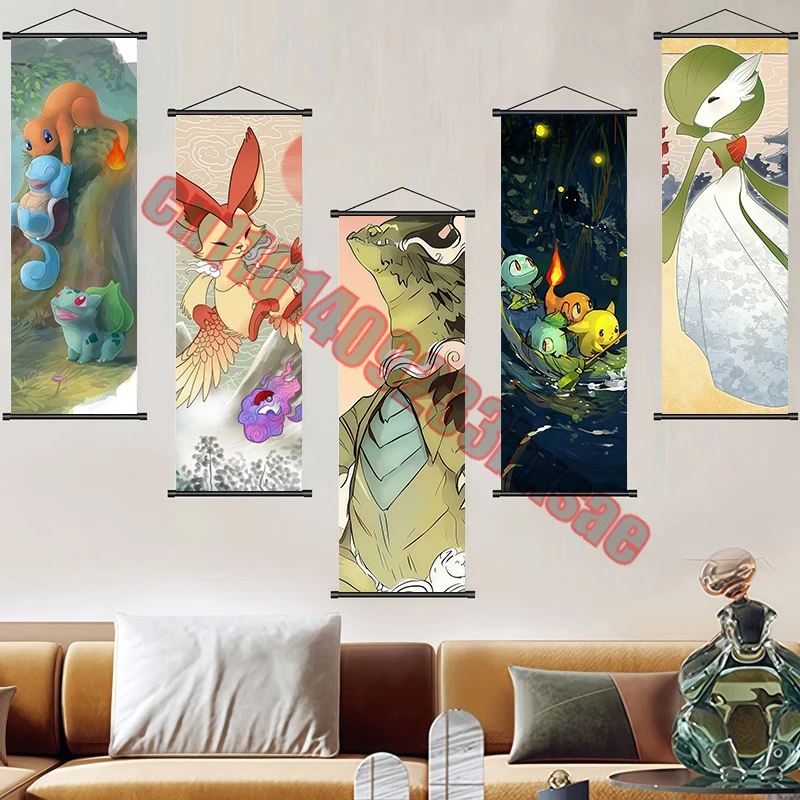 

Classic Anime Pokemon Eevee, Squirtle, Pikachu, Charmander Premium Art Poster Reel Drawings Suitable for Bedroom Decor Gifts