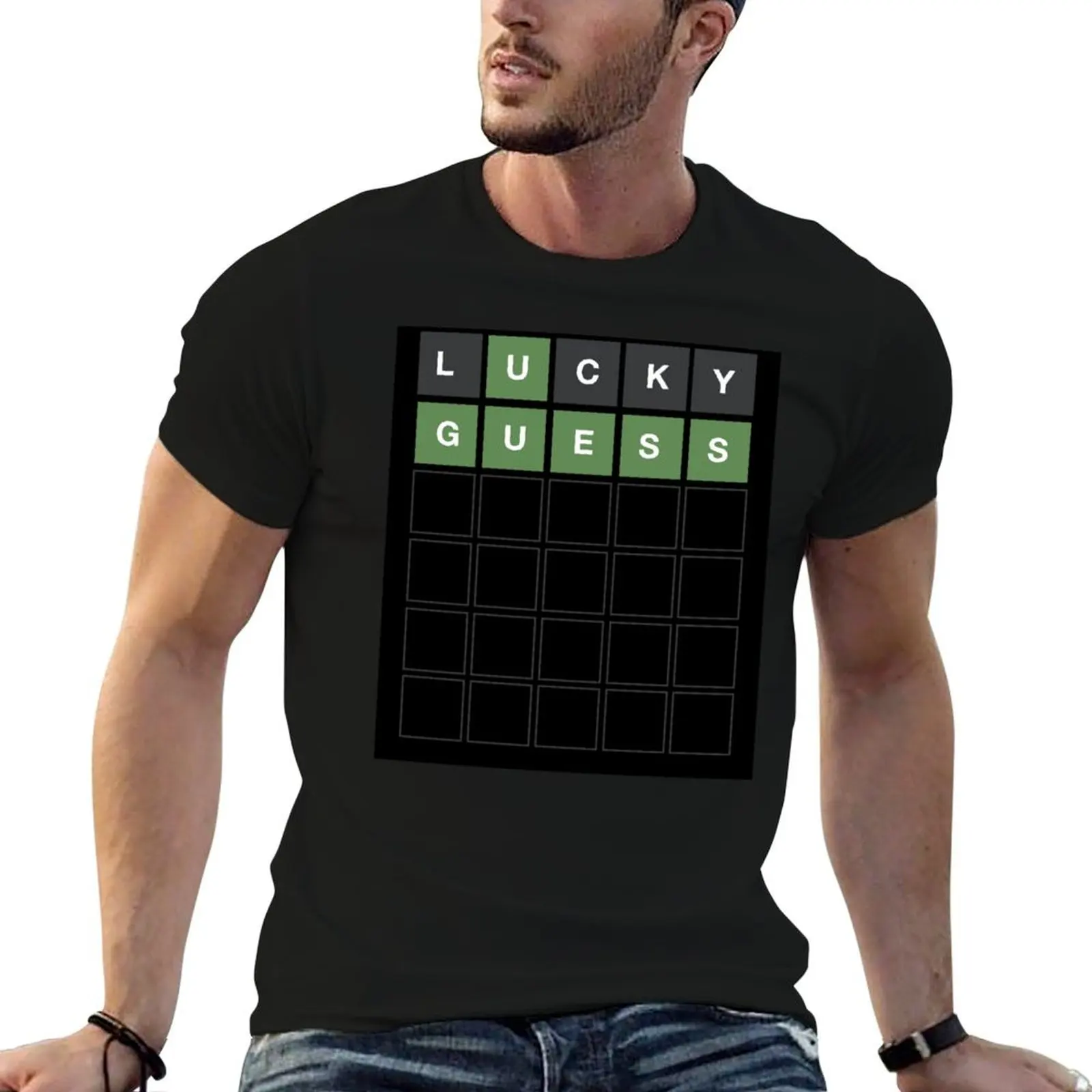 

Wordle Lucky Guess - Funny Wordl Grid Word Game Design T-Shirt funny t shirts man cotton t shirt pack T-Shirt