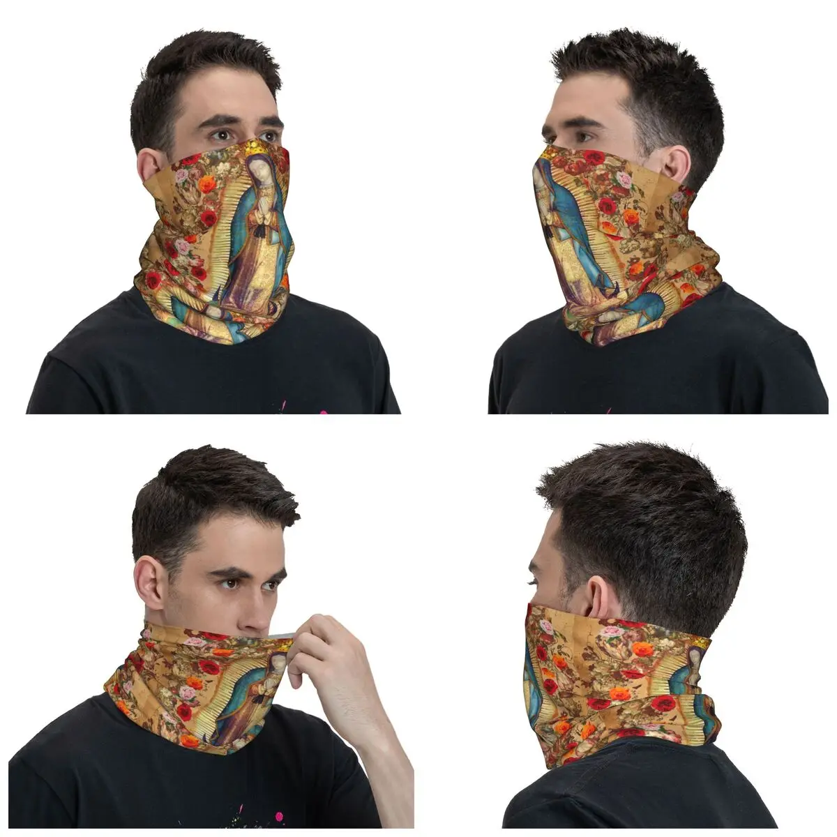 Custom Our Lady Of Guadalupe Virgin Mary Bandana Winter Neck Warmer Windproof Wrap Face Scarf for Poster Gaiter Headband