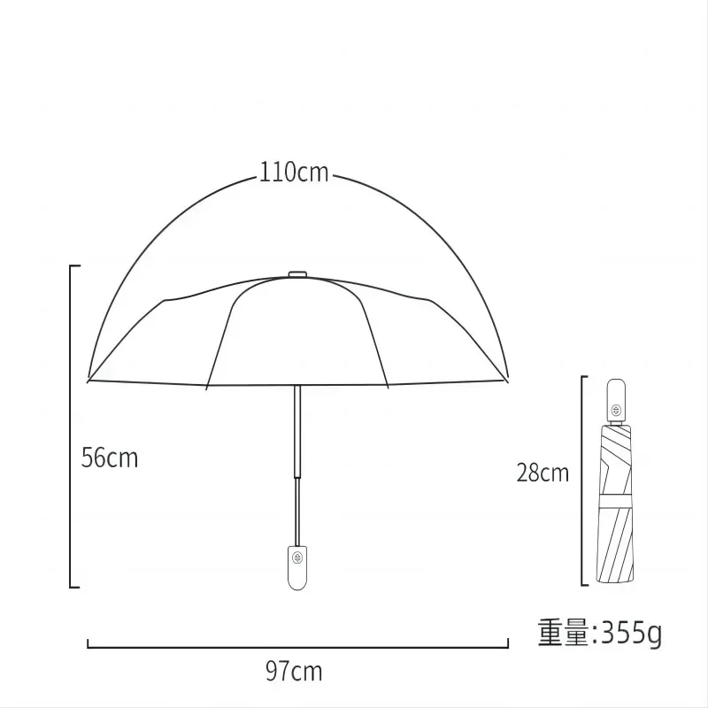 Automatic folding black glue sunscreen and retro rose umbrella that can be used on sunny or rainy days