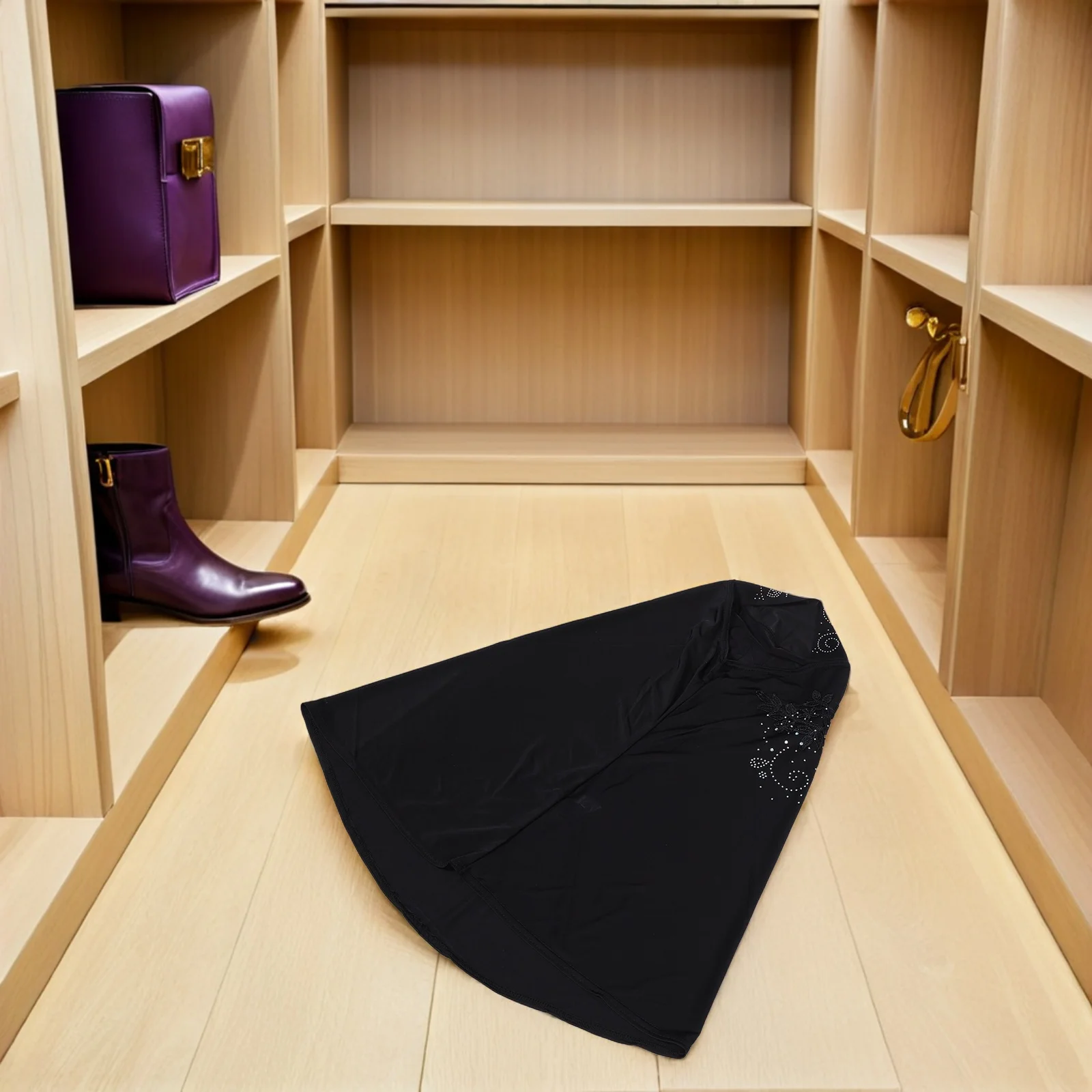 الحجاب الأسود عقال حجر الراين مزين الحجاب متواضع مسلم الحجاب التفاف للنساء الأحداث الرسمية الحجاب الأسود للجنازة #5