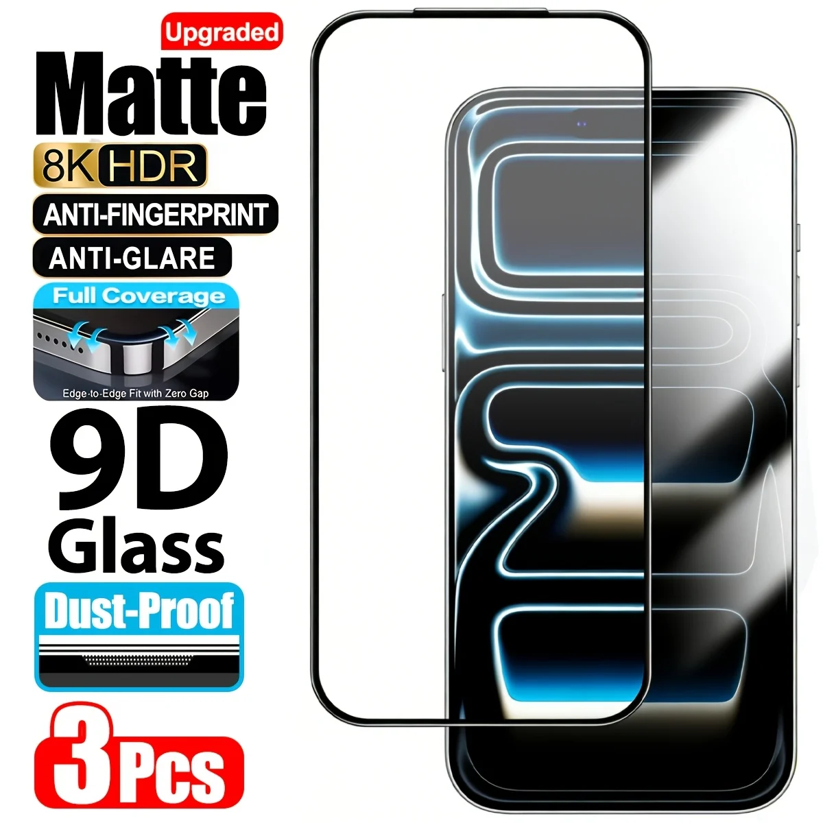 

3 шт. матовых защитных стекол для iPhone 17 Pro Max/16 Pro Max/17/16/16e/15/14/13/12/11/Plus/X/XS/XS MAX/Mini