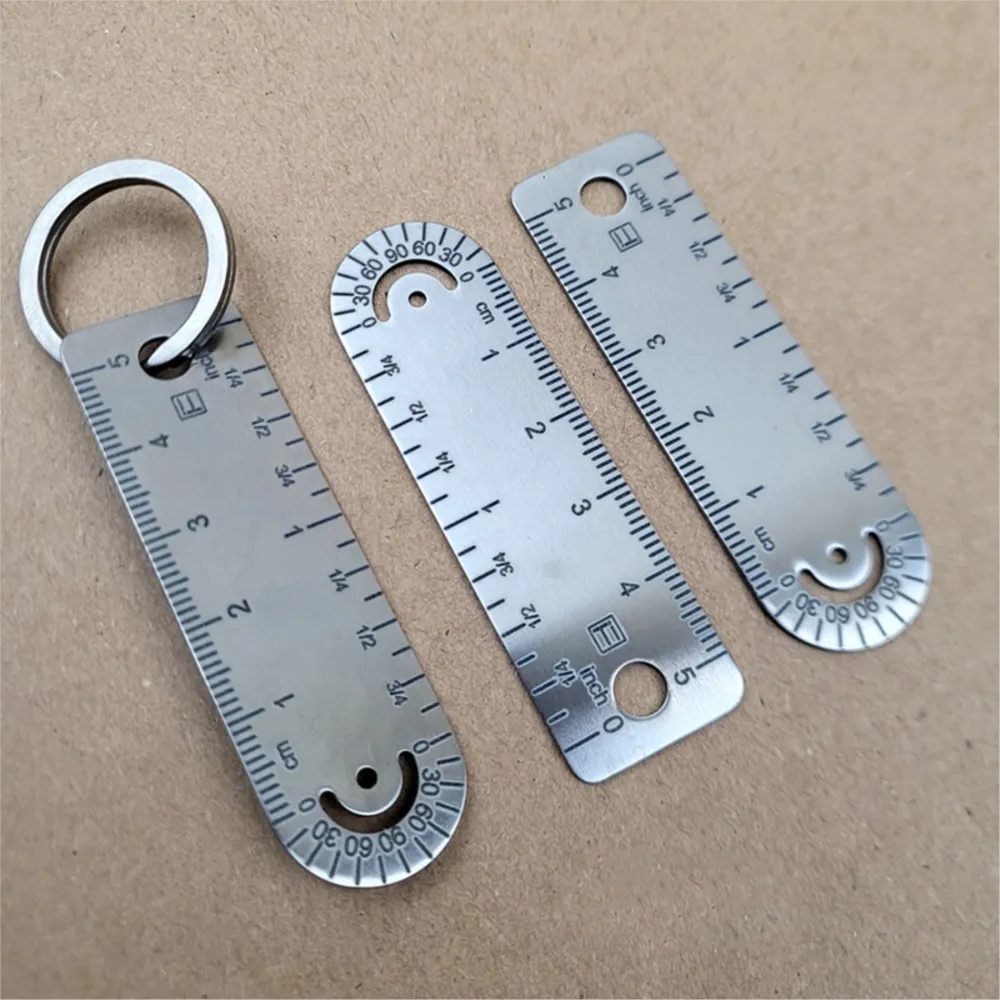 Titanium Alloy Integrated Ruler Measuring Ruler Compass Drawing Ruler Portable Measurement Keychain EDC Tools