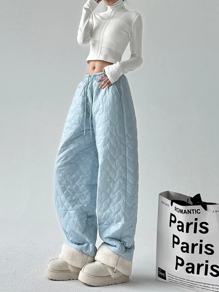 

Утепленные флисовые брюки с высокой талией и широкими штанинами для женщин, осенне-зимние хлопковые брюки, ветрозащитные, теплые, повседневные