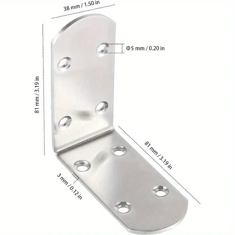 5pcs L วงเล็บมุมชุด,โลหะ L วงเล็บสําหรับชั้นวางเฟอร์นิเจอร์ไม้ตู้เก้าอี้ลิ้นชัก 80 สกรู