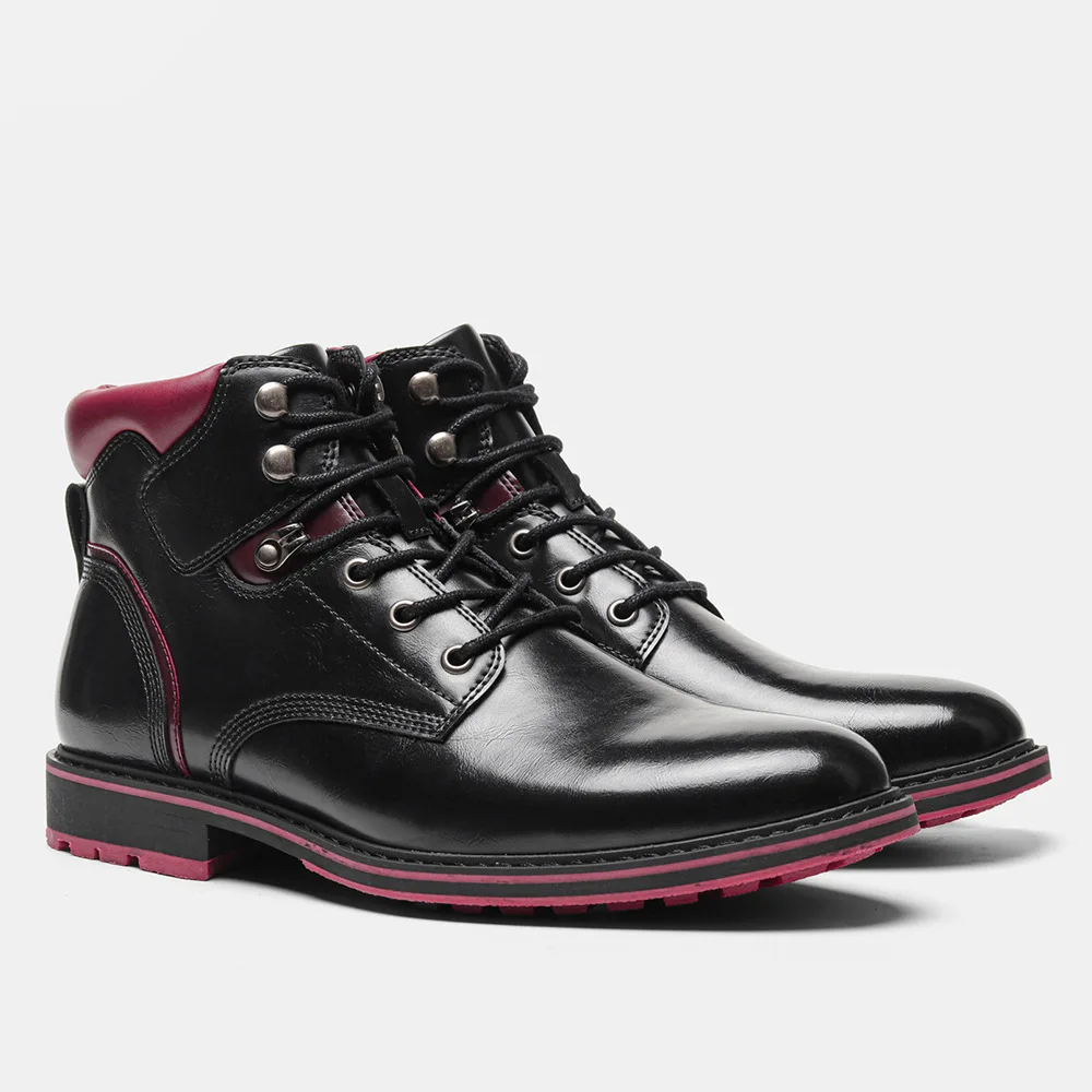 ZFTL Men's boots British style single boots autumn new shiny leather boots Basic boots Men Black Ankle Boots Retro Casual Bots