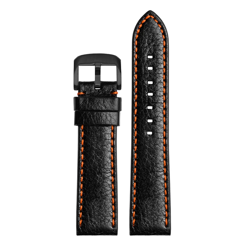 20mm 22mm leather strap for MIDO Multiport M005 Commander Men\'s Citizen BM8475 Omega Tissot Casio Soft Italian Orange wristband