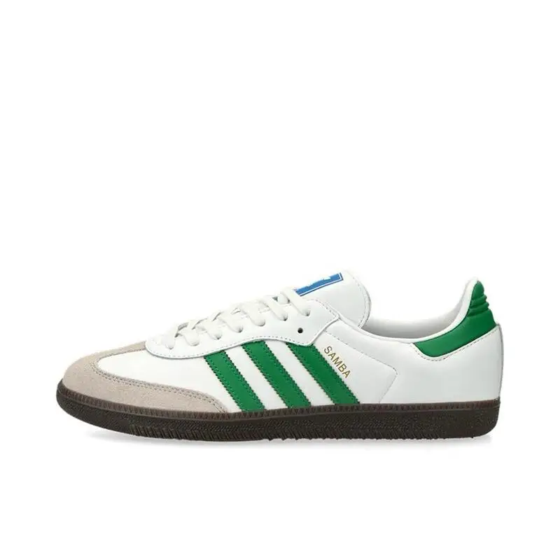 Adidas Originals Samba OG Men's and Women's White Green Sport Retro Non-slip Comfortable Wear Ethical Training Shoes