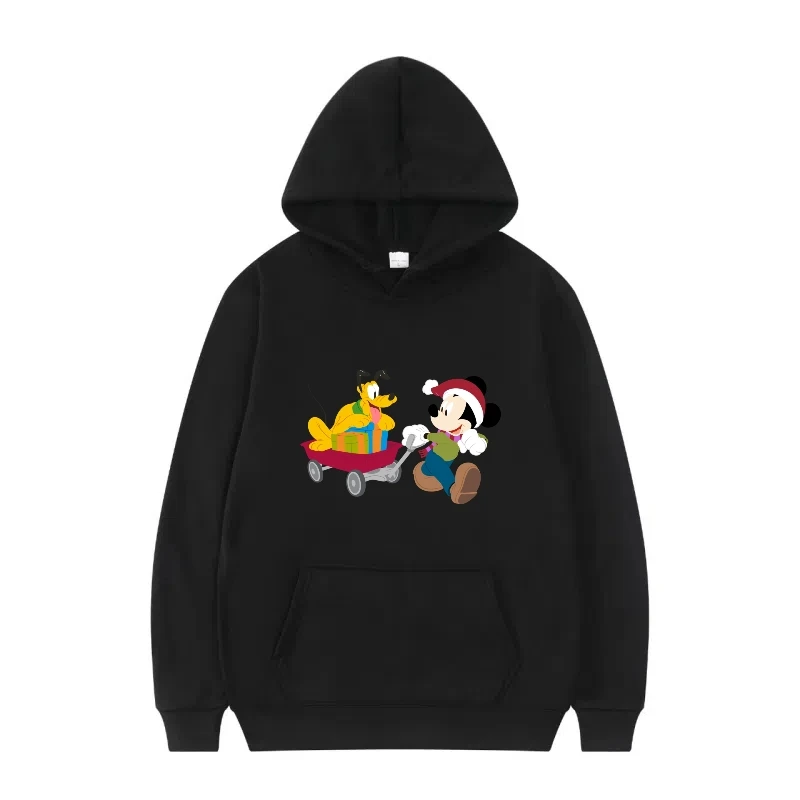 ديزني ميكي وبلوتو كارتون طباعة هوديس وبلوزات للرجال والنساء، ملابس أنيقة فضفاضة مع جيوب