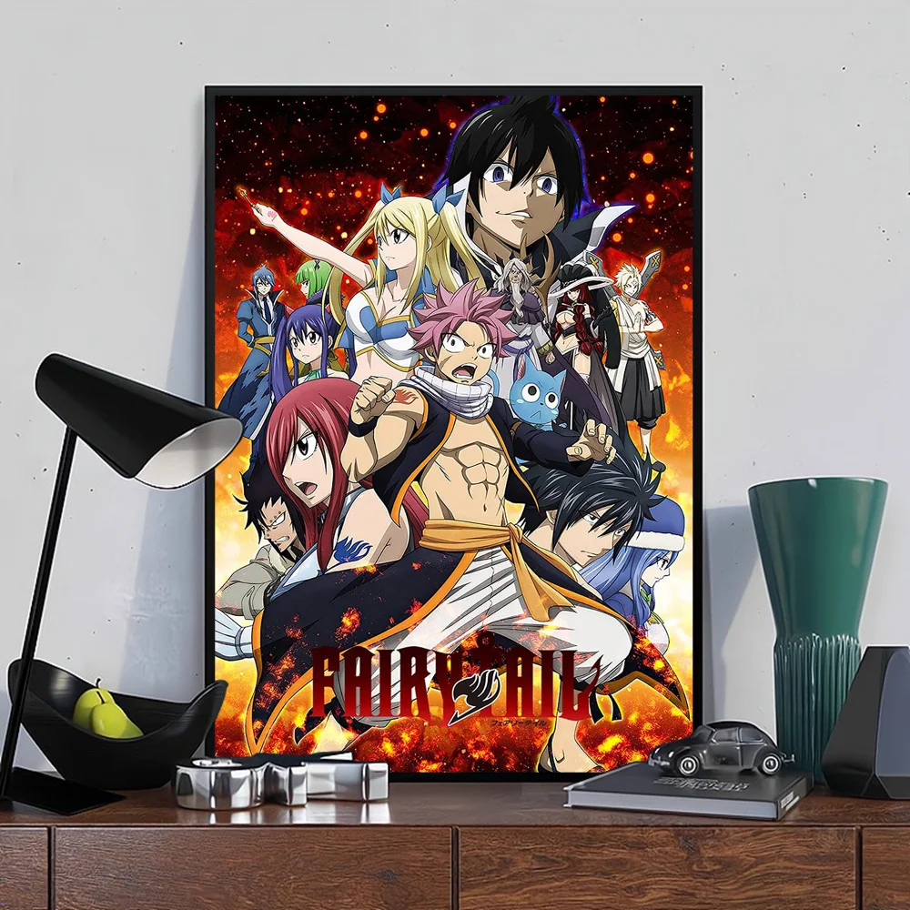 Anime Fairy Tail Self-adhesive Art Poster Fancy Wall Sticker for Living Room Bar Decoration Vintage Decorative Painting