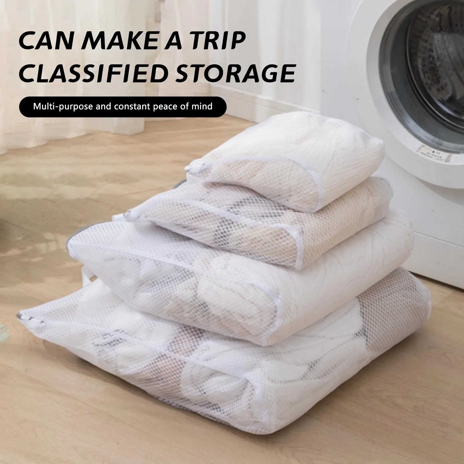 

1/4pcs Laundry Bag Anti Deformation Laundry Mesh Bag With Zipper For Home School Dormitory Use Laundry Room Storage Bags
