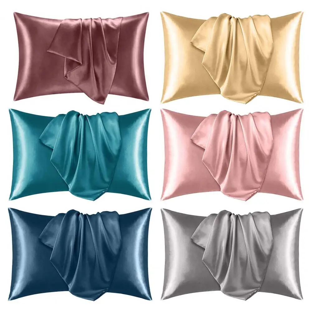 Satin Pillowcase Luxurious Satin Pillow Cases for Frizz-free Hair Smooth Skin Set of 2 Solid Color Silk Pillow for Bedroom