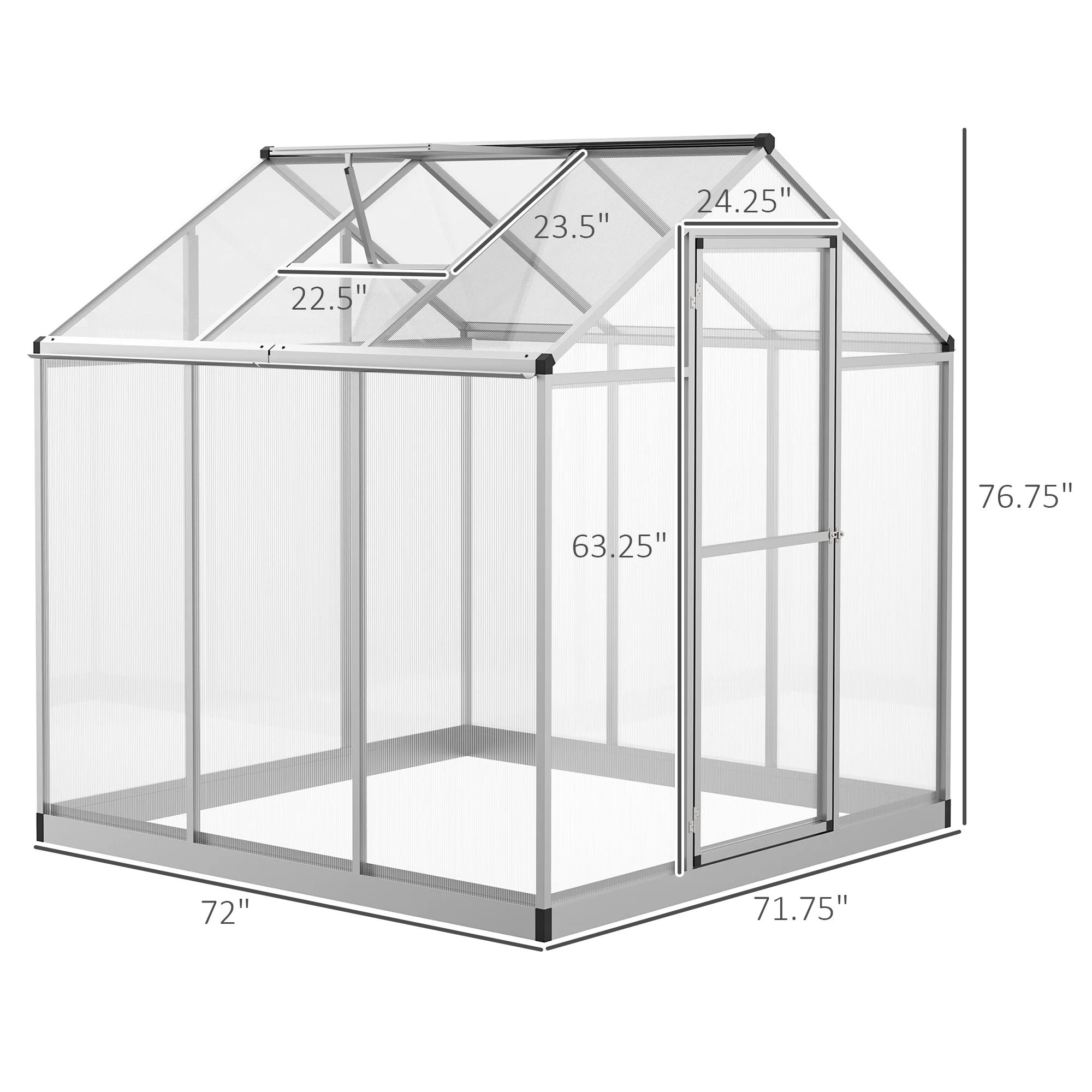 6' L X 6' W Stabiele Outdoor Walk-In Koud Frame Tuinkas