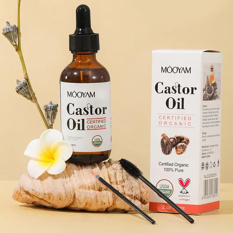 Castor Oil For Eyelashes And Eyebrows 60ml Castor Oil Creates Appearance Of Longer & Darker Eyelashes Caster Oil Eyebrow Growth