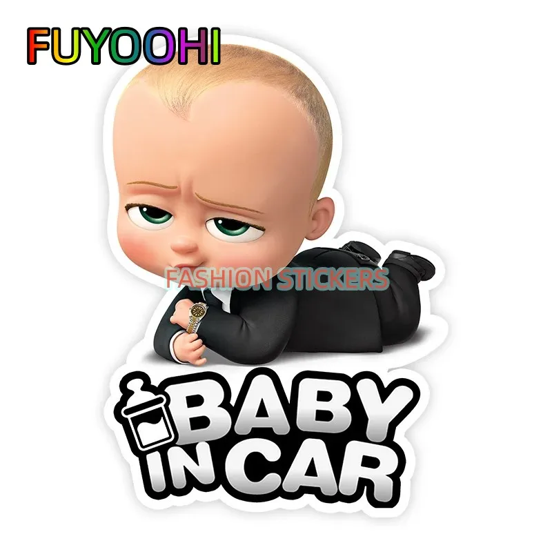 FUYOOHI Funny Decal Boy Son Baby in Car Cartoon Funny Baby on Board Stickers Bumper Rear Window Decals