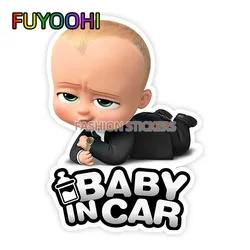 Fuyoohi-車の中の赤ちゃん,男の子,息子のための面白い漫画のステッカー,バンパーステッカー,リアウィンドウステッカー