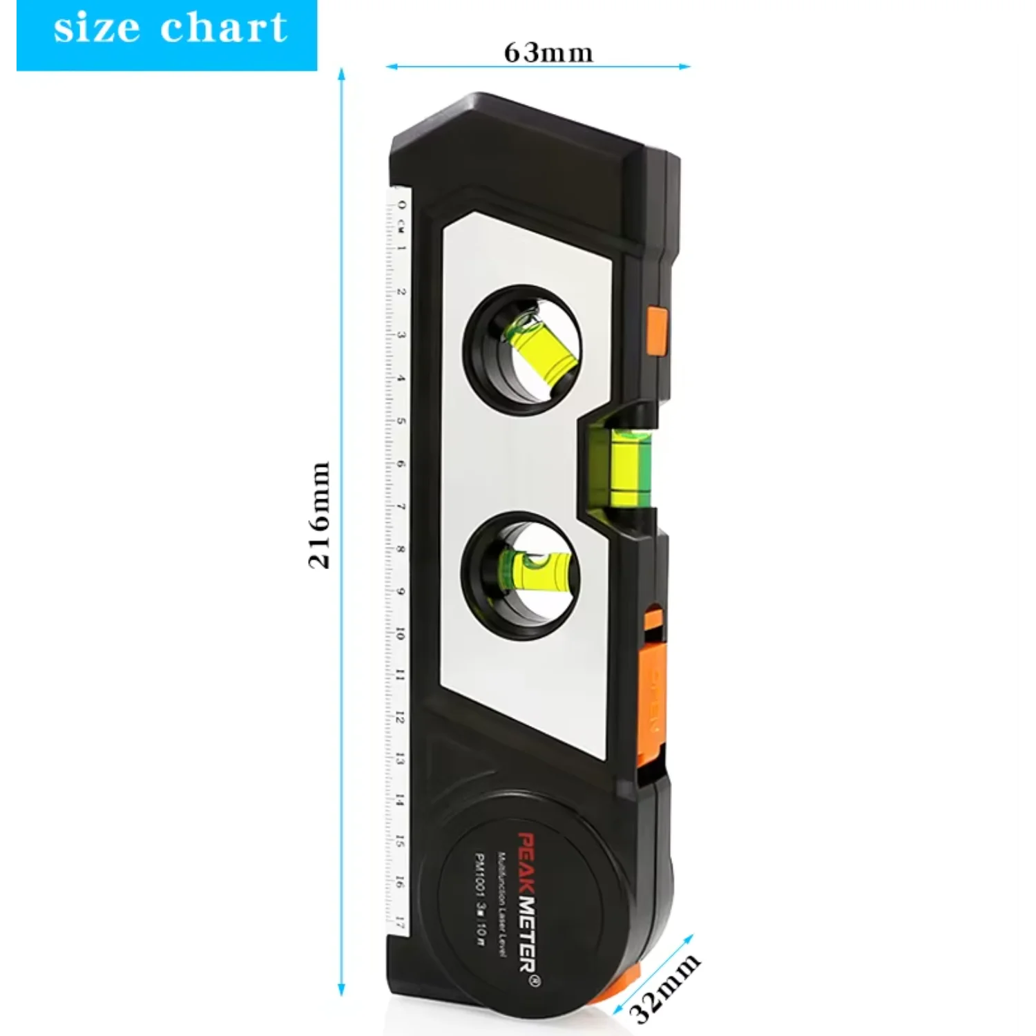 PEAKMETER PM1001 level ruler high precision infrared laser multi- four-in-one level bubble wiper tape measure