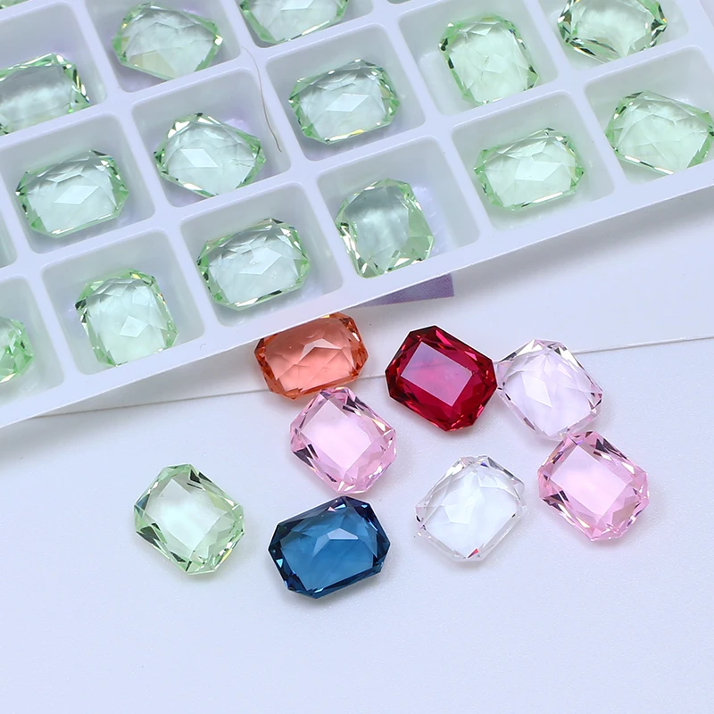 10x8mm Rectangular Octagon Transparent Nail Crystal  Decoration for women\'s Clothing and Beads for Needlework DIY