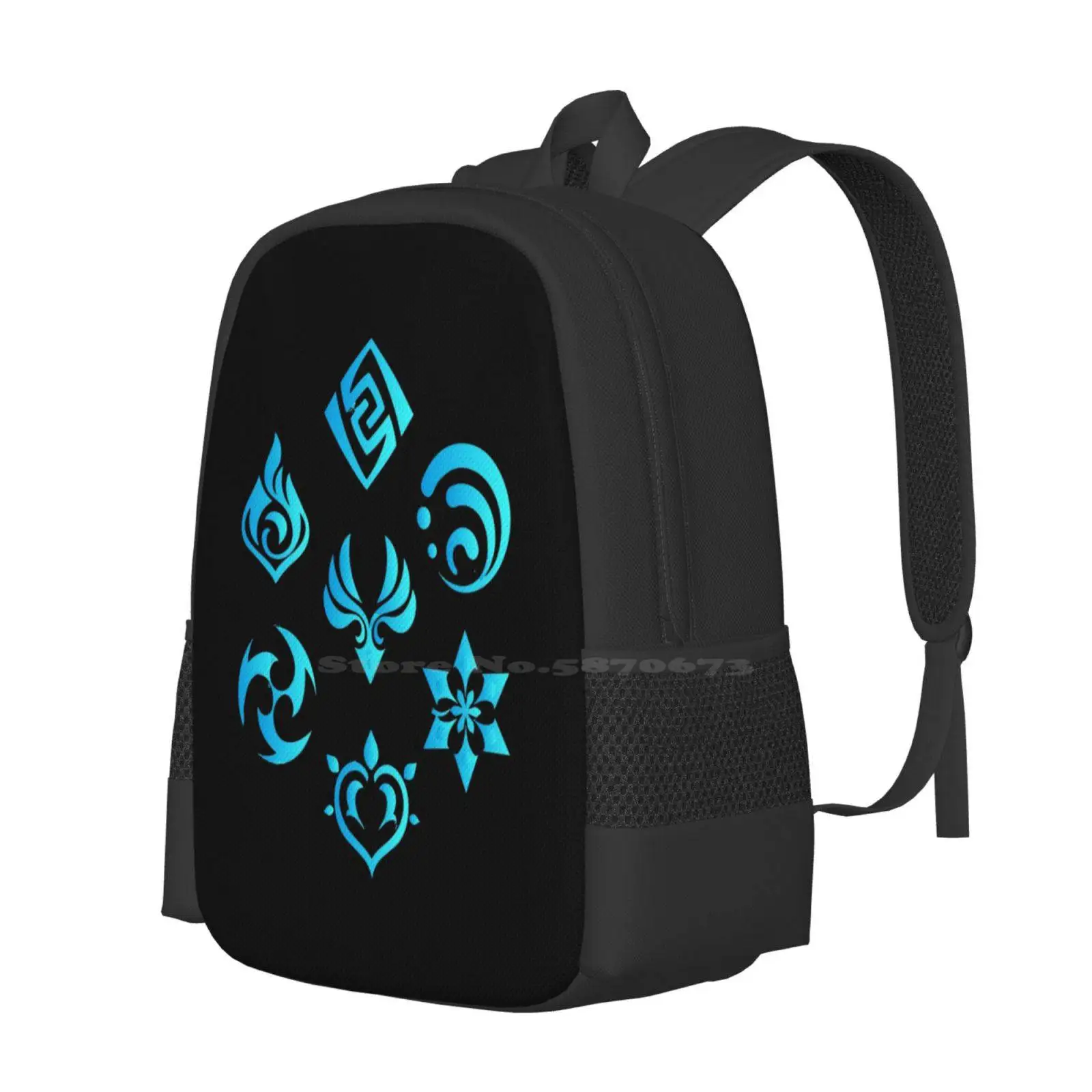 Genshin Impact Elements 3D Print Design Backpack Student Bag Gaming Genshin Impact Venti Genshin Impact Amber Genshin Impact