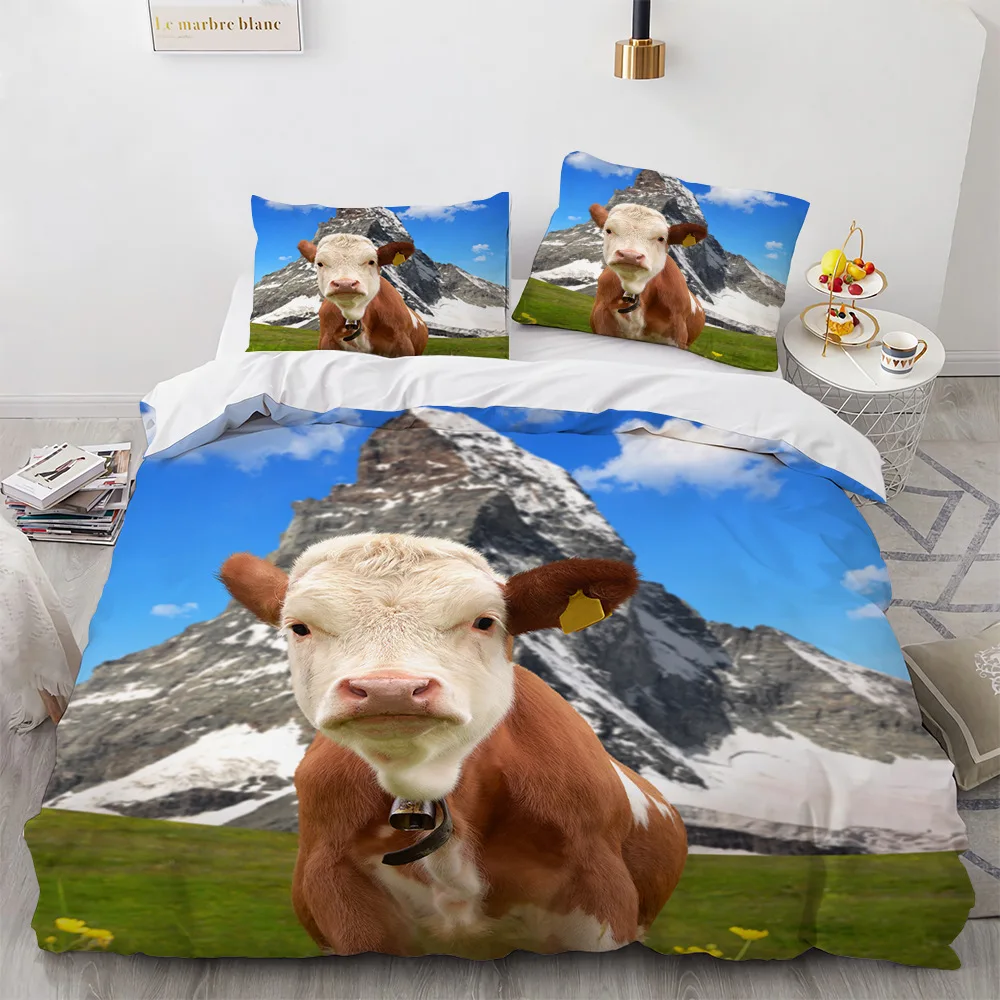 Imagem -02 - Highland Cow Duvet Cover King Queen Sizefarmhouse Animal Bull Bedding Grupo Engraçado Cute Herbívoros Quilt Cover For Kids Boys Girls