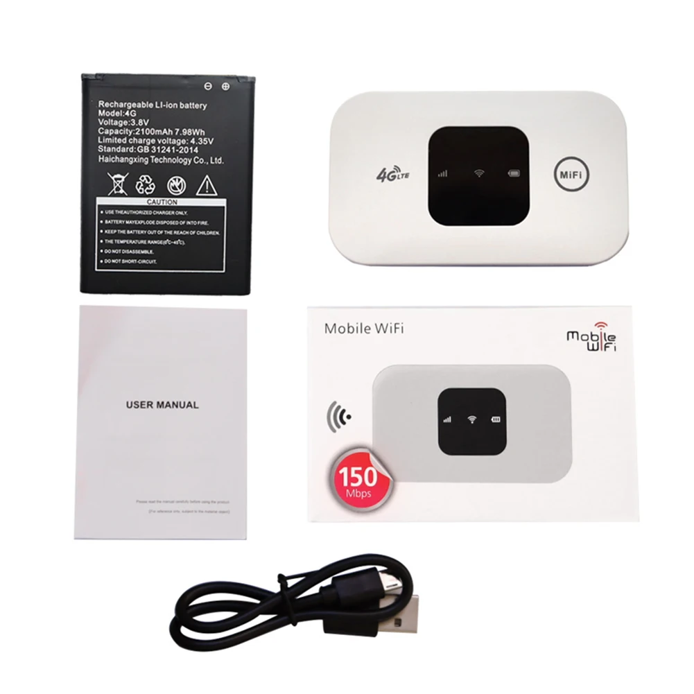 Hotspot Seluler 150Mbps 2100mAh 4G Router WiFi Saku Modem Nirkabel dengan Slot Kartu SIM Router Nirkabel 4G Cakupan Luas