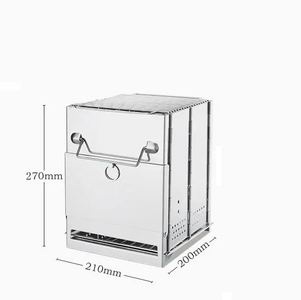 Estufa portátil de leña plegable – Acero inoxidable para acampar