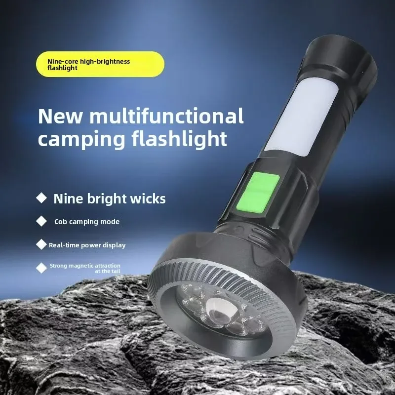Portable LED Protective Flashlight USB Charging Built In Lithium Battery High Brightness Multi Light Source With Side Light
