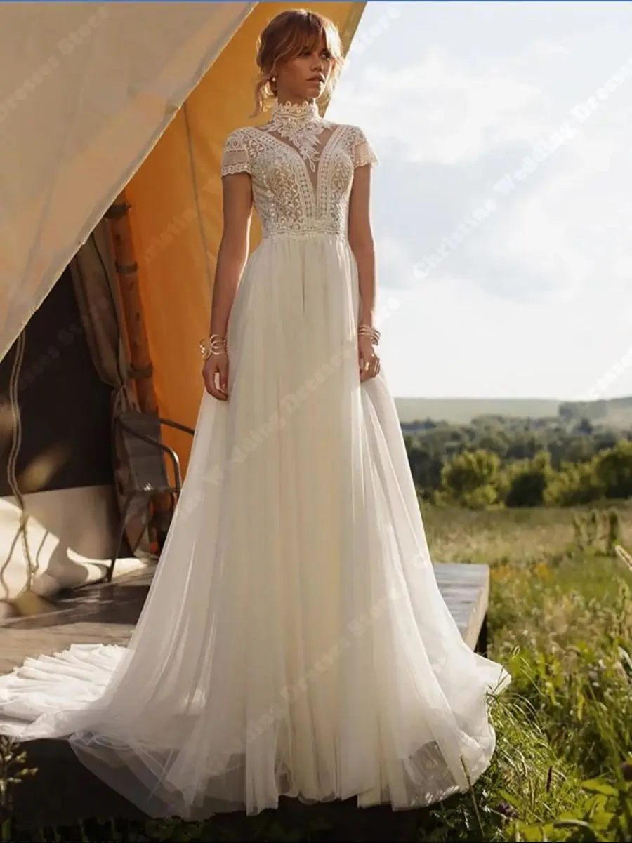 Robe de mariée élégante à col en V pour femmes, hors de l'initiative, appliques de dentelle, célébrité, sur mesure, dame, plus récent, 2024