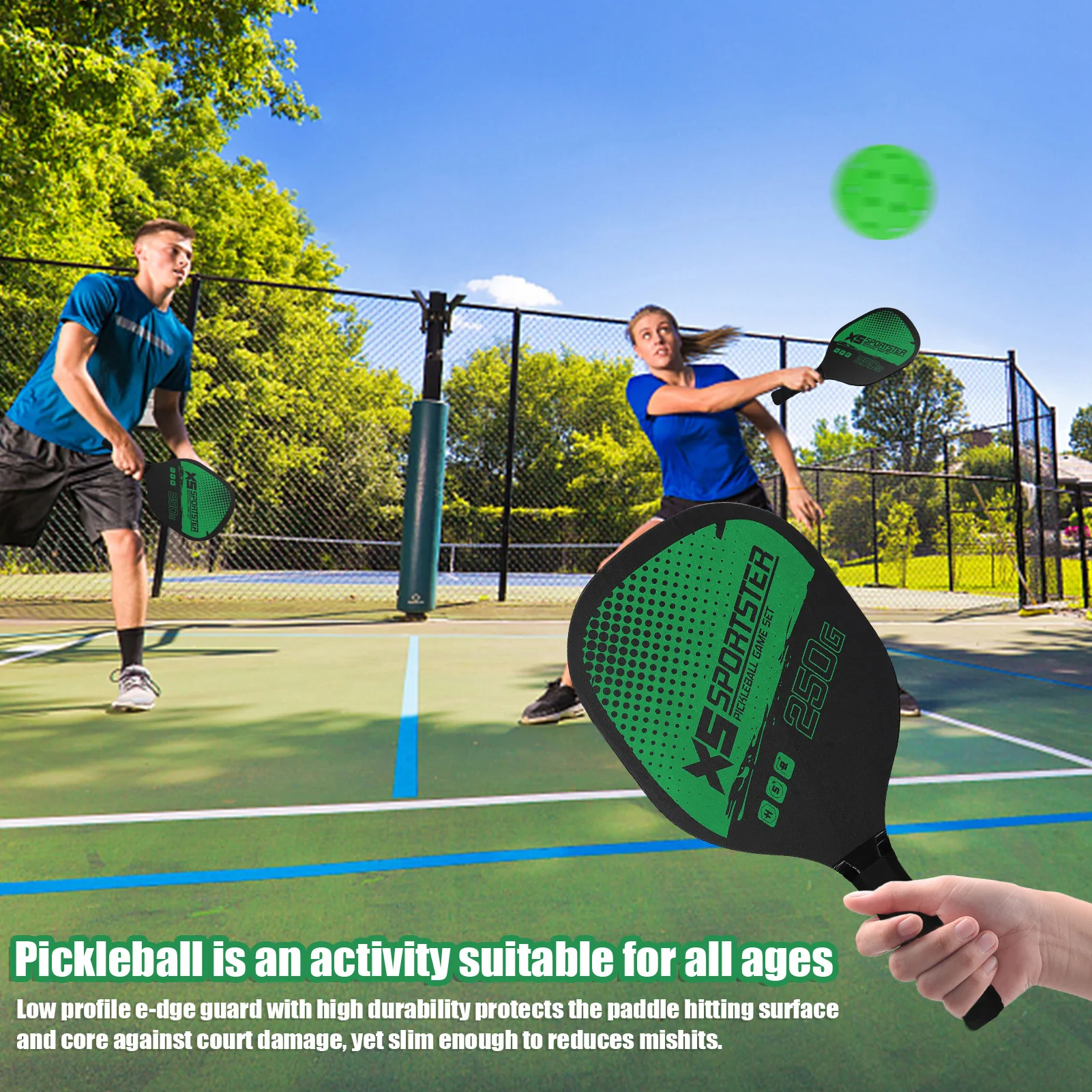 ZK30 Pickleball-Schläger-Set, Pickleball-Paddel-Set mit 2 Schlägern und 4 Pickleball-Bällen, Pickleball-Schlägerbälle, Sportzubehör