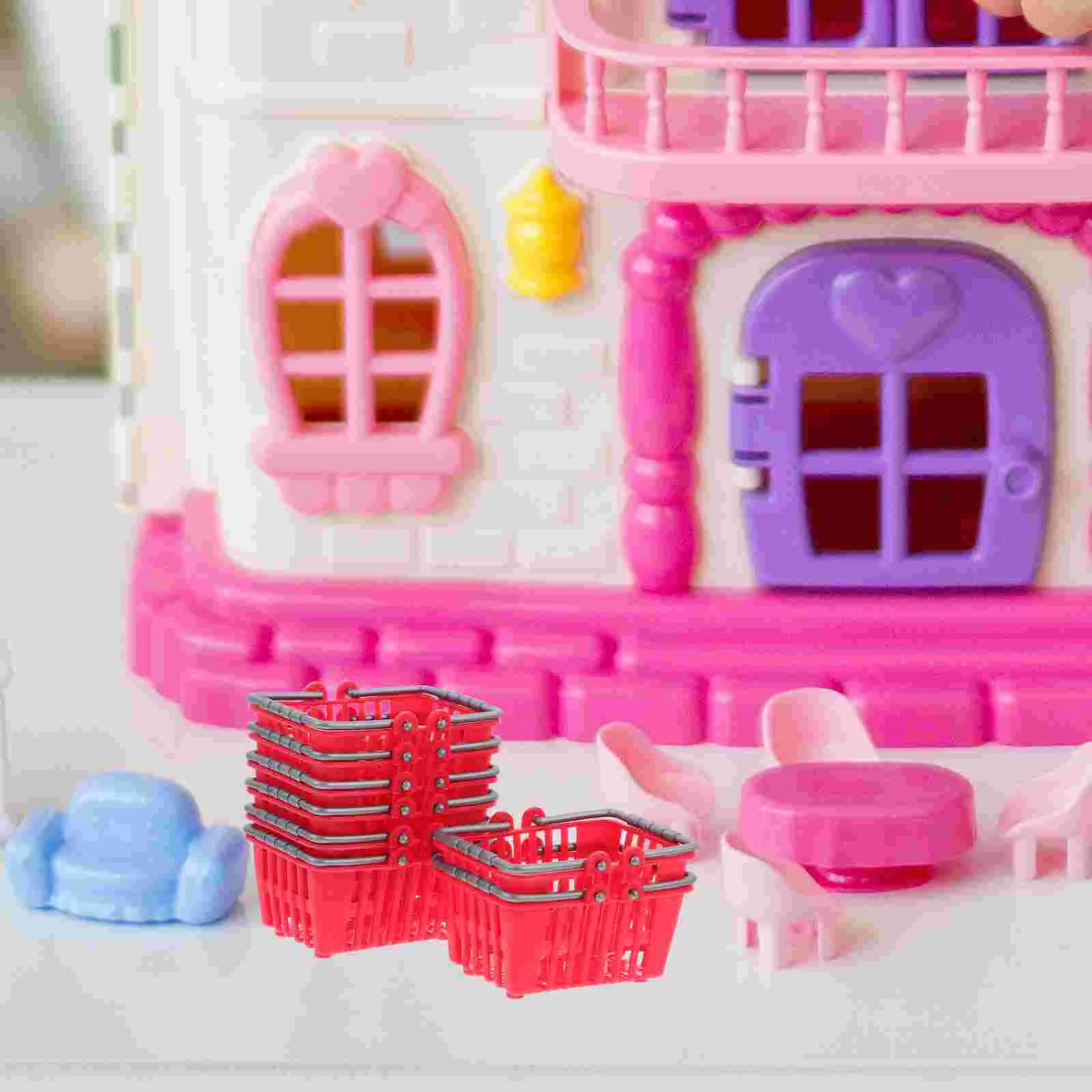 20 Pcs Mini Shopping Basket Toys for Girls Small Food Miniature Kids Age 4-5 Plastic