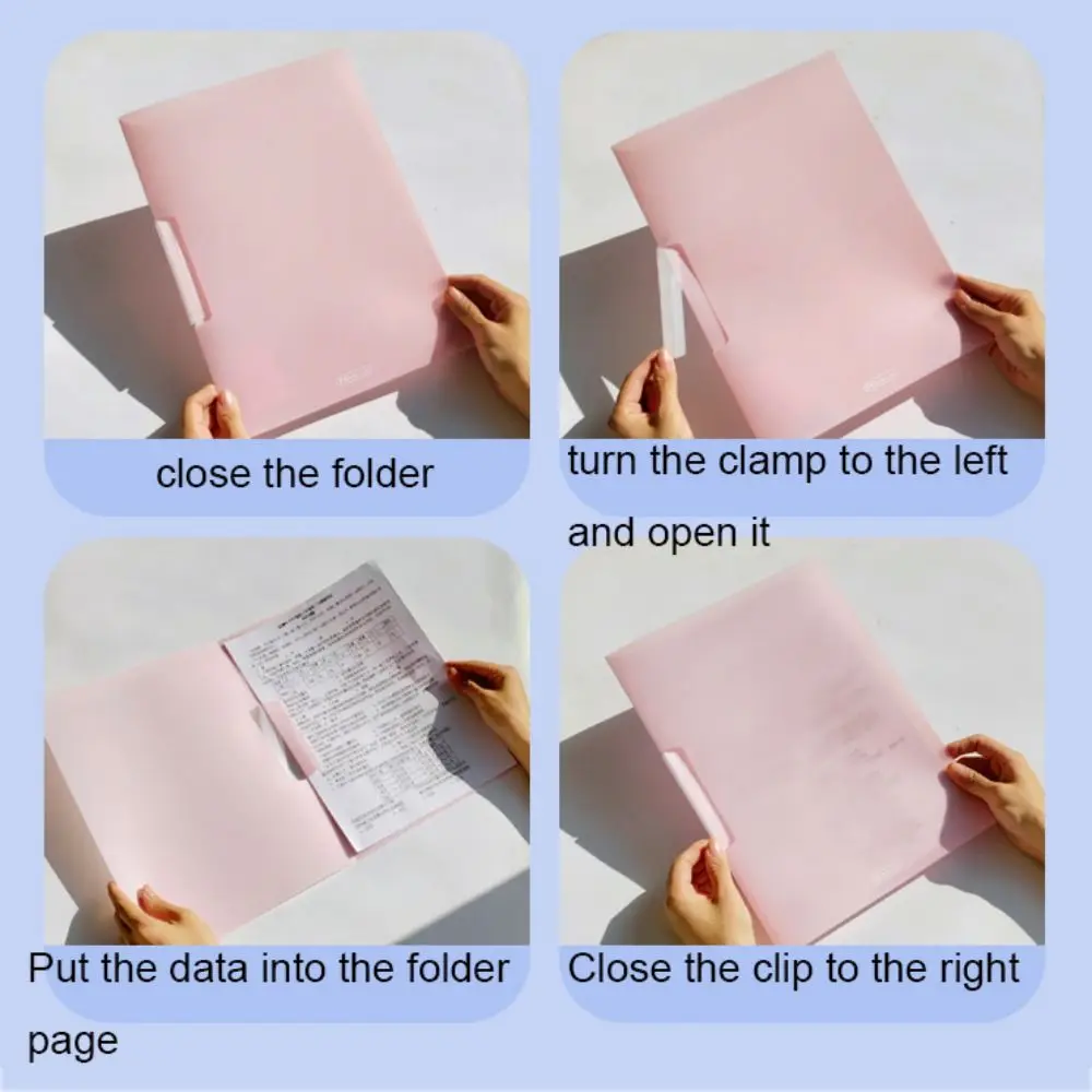 Rotating A4 Clipboard File Folder Candy Color Plastic Loose Leaf File Binder Side Open Student Test Paper Clip Office