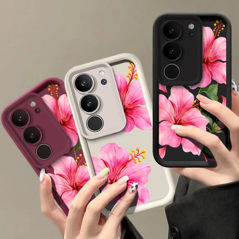 Flower Floral Pattern Phone Case For Vivo X200 FE X100S X90 X80 X70 Pro X60 X23 Soft Silicone Lens Protect Protective Cover Etui