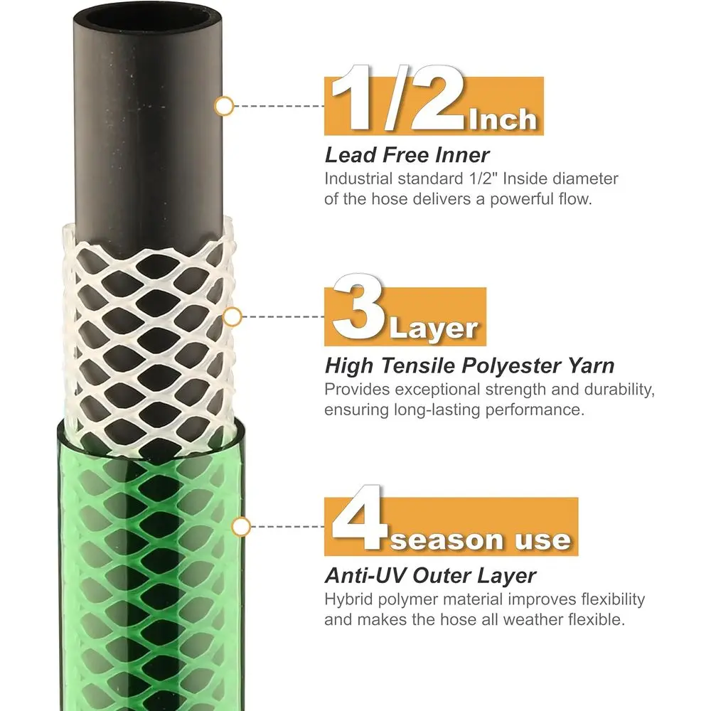Lightweight 10T Flexible 1/2 PVC Water Hose for Small Garden Drip Irrigation and Outdoor Faucet Extension