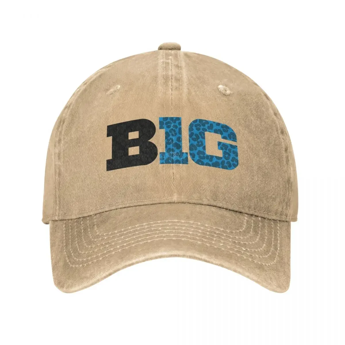 BIG TEN Conference Cheetah Pattern Blue And Black Baseball Caps Denim Fabric Hats Adjustable Casquette Baseball Cowboy Hat