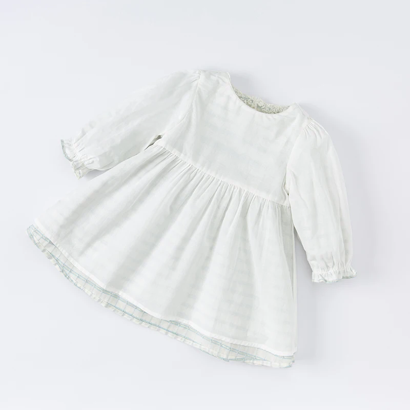 DB1220580 dave bella spring baby girls cute bow plaid dress fashion party dress kids girl infant lolita clothes