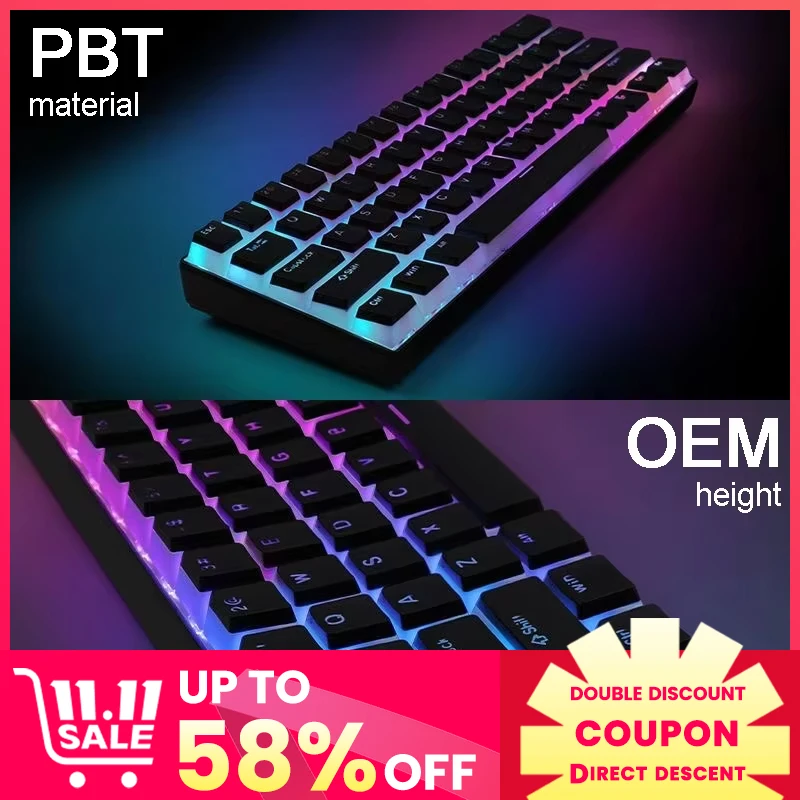 PBT Pudding Keycap 131 Keys Two Color Lnjection OEM Height Profile Translucent Gamer Mechanical Keyboard Keycaps for Cherry MX