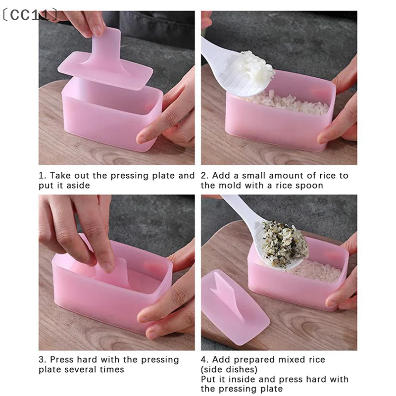 [[CC11] الصحافة الغذاء مستطيلة صانع قوالب السوشي أونيجيري كرة الأرز مجموعة غير عصا السوشي كيت عدد وأدوات المطبخ بينتو اكسسوارات