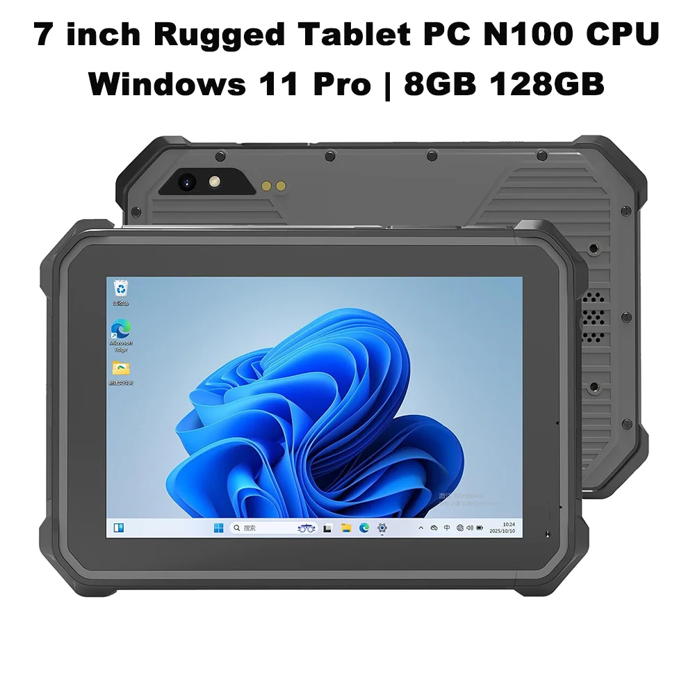 Rugged Industrial Tablet Windows 11 Pro Intel N100 8GB RAM 128GB SSD IP67 Waterproof 500nits High Brightness IPS WiFi 6 BT5.1