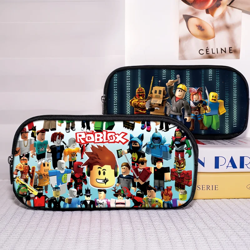 Estuche de lápices con dibujos animados de ROBLOX, estuche de estudiante Kawaii, simple, sin intercapas, bolsa de almacenamiento de papelería, regalos