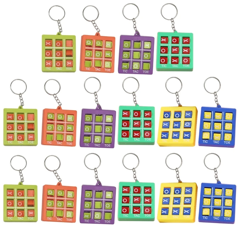 

Pack of 16 Plastic Keyring Pendant Tic Tacs Toe Charm Keychain Colorful Key Chain Party for Kids Backpacks