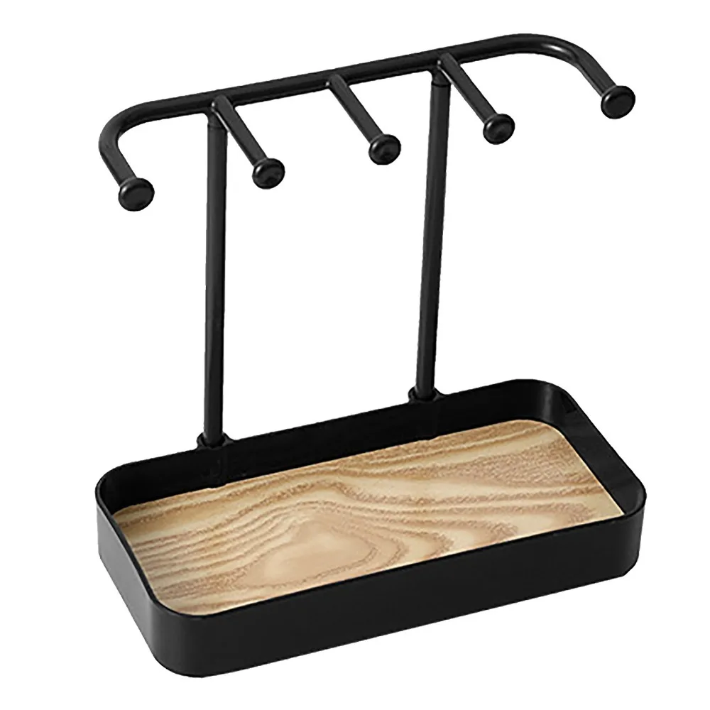 

Пластиковая подставка для украшений, многофункциональная, компактная, с деревянным подносом, белая, для настольного использования