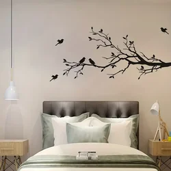 1pc Personality Silhouette Wall Sticker, Black Branch Bird Silhouette, Removable Waterproof Vinyl Sticker, Wall Sticker For Back
