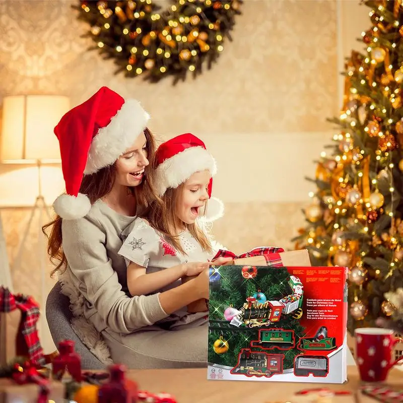 Electric Christmas Train Toy Set Car Railway Tracks Sound And Light Locomotive Model Educational Game Boy Toys For Children